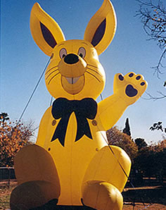 25 feet tall yellow color bunny inflatable.